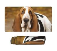 Basset Hound Mouse Pad Large Desk Mat XL PU Leather Desk Pad Waterproof Gaming Mousepad Easy Clean Desk Protector Mat Keyboard Mats, Writing Pad for Office Home 29.5 x 16 in