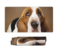 Basset Hound Mouse Pad Large Desk Mat XL PU Leather Desk Pad Waterproof Gaming Mousepad Easy Clean Desks Protector Mat Keyboard Mats, Writing Pads for Office Home 29.5 x 16 in