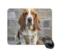 Basset Hound Mouse Pad Square Laptop Mouse Mat Cute Computer Mousepad Keyboard Pad Non-Slip Desk Pads for Gaming Office Work Home 20 * 25cm
