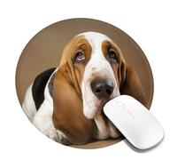 Basset Hound Mouse Pad Waterproof Gaming Mousepad with Non-Slip Rubber Base Round Computer Mouse Mat for Office Latop Mousepads Washable Cloth Desk Pad 8 x 8 in