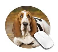 Basset Hound Mouse Pad Waterproof Gaming Mousepad with Non-Slip Rubber Base Round Computer Mouse Mat for Office Latop Mousepads Washable Cloth Desk Pad 8 x 8 in