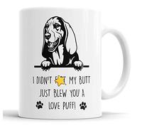 Basset Hound Mug | My Butt Just Blew You A Love Puff Funny Rude Gift | Dog Mug for Birthday Christmas | Friend, Mum, Auntie, Sister, Dad, Uncle, Brother Ceramic Cup