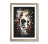Basset Hound Paint Splash Modern Framed Wall Art Print, Ready to Hang Picture for Living Room Bedroom Home Office Décor, Oak A2 (64 x 46 cm)