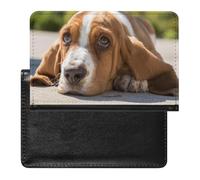 Basset Hound Passport Cover Family Printed Leather Passport Holder Minimalist Front Pocket Slim Travel Wallet Cover Case Lightweight Credit Card Holder for Women Men