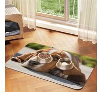 Basset Hound print Cats Pet Bowl Placemat Pet Feeding Mats for Dogs, Non-Slip PU Leather Tablecloth for Pets