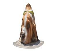 Basset Hound Print Hooded Wizard Robe Halloween Cloak Medieval Renaissance Cosplay Christmas Party Outfits
