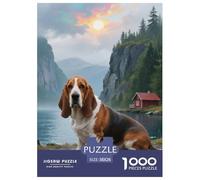 Basset Hound Puzzles Creative Suitable for Adults And Kids 1000 Piece Cute Pet Jigsaw Fun Challenging Unique Home Decor 38x26cm