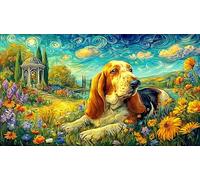 Basset Hound resting in garden 1000 Pieces Jigsaw Puzzle - Educational Challenge Hard Difficult for Adults Home 75x50/1000pcs