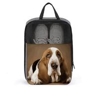 Basset Hound Shoe Bag Travel Shoe Organizer Water-Resistant Shoe Pouch with Zipper Sneaker Dust Bag, gray, One Size, Modern