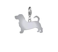 Basset Hound Silhouette Silver Charm