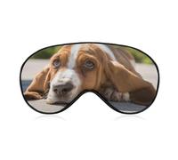 Basset Hound Sleep Mask Eye Mask for Sleeping Breathable Blackout Sleeping Masks with Adjustable Strap Soft Eye Cover Comfortable Blindfold Eyeshade for Night Sleeping Travel Nap