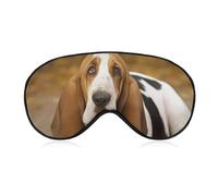 Basset Hound Sleep Mask for Women Men, Soft Eye Mask with Adjustable Strap for Sleeping, Light Blocking Travel Blindfold for Nap Comfortable Eye Cover for Home Office
