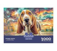 Basset Hound SunsetProdigious 1000-Piece Jigsaw Puzzles for Adults Consisting of 1000 Seemingly Insurmountable Challenging Puzzle Educational Pieces - Forged As A Legacy Gift Jigsaw Puzzles for Adult