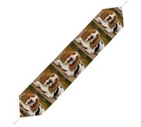 Basset Hound Table Runner for Dining Table, Short Plush Runners Washable & Durable Tablerunner Modern Home Decor for Wedding, Kitchen, Holiday 229*33cm