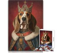 Basset Hound The King Jigsaw Puzzles 1000 Pieces Cognitive Development Fun Game Special Thoughtful Celebration Present Size 38x26cm
