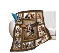 Basset Hound Throw Blanket Cute Running Basset Decor Blanket Super Cozy Plush Lightweight Soft Plush Flannel Fleece Blanket Gifts for Dog Lovers Women Men Boys Girls Kids for Sofa Bed Couch 40"X50"
