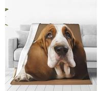 Basset Hound Throw Blanket for Couch Lightweight Soft Flannel Blankets Luxury Warm Fleece Bed Blanket for All Seasons Plush Throw Gift for Women Men 60"x50"