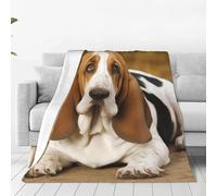 Basset Hound Throw Blanket for Couch Lightweight Soft Flannel Blankets Luxury Warm Fleece Bed Blanket for All Seasons Plush Throw Gift for Women Men 50"x40"