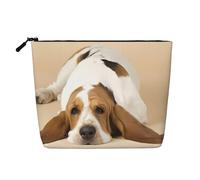 Basset Hound Versatile Fake Hemp Makeup Bag - Travel Toiletry Organizer, Perfect for Daily Use, Business Trips and More.