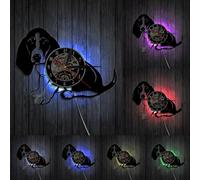 Basset Hound Vinyl Record Wall Clock Dog Breed Pedigree Canine Animal Pet Puppy Decorative Doggy Clock Gift With LED