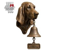 Basset Hound Welcome Bell, Retro Funny Animal Welcome Doorbell,Wall-Mounted Decorative Cast Iron/Resin Hanging Bell, Farmhouse Wall Decoration & Housewarming Gift （With 3 sticky hooks）