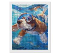 Basset Hound with Long Flying Ears Diamond Art Painting Kits Square Full Drill Diamond Art Painting DIY Diamond Dot Arts Crafts 16"x20"