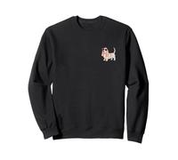 Basset Hound Womens Cute Watercolor Badge Patch Sweatshirt