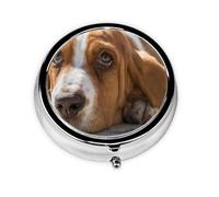 Basset HoundMeta Pill Box 3 Compartment Medicine Case,Portable Organizer