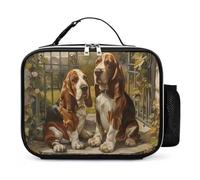 Basset Hounds in The Gate Lunch Bag Insulated PU Bento Box Tote Bags Lunchbag for Women Men Work Picnic