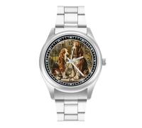 Basset Hounds in The Gate Quartz Watch Stainless Steel Wrist Watches for Men Women Easy to Read