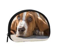 Basset HoundSmall Makeup Sanitary Napkin Storage Bag,Women's Cosmetic Coin Purse