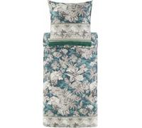 Bassetti BOBOLI 9329896 Bed Linen + 1 Pillowcase Made from 100% Cotton Satin in Green V1, Dimensions: 135 x 200 cm + 1 K 80 x 80 cm