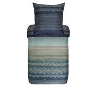 Bassetti Brunelleschi 9291571 Bed Linen + 1 Pillowcase Made from 100% Cotton Satin in Green V4, Dimensions: 155 x 220 cm + 1 K 80 x 80 cm