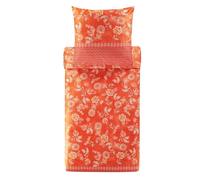 Bassetti CHIAIA 9327400 Bed Linen + 1 Pillowcase Made from 100% Cotton Satin in Tangerine R1, Dimensions: 155 x 220 cm + 1 K 80 x 80 cm