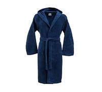 Bassetti Cotton Hooded Bathrobe for Men Women Available in Various Sizes and Colours 100% Cotton (Navy Blue, Large)