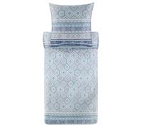 Bassetti Hanbury 9329905 Bed Linen + 1 Pillowcase 100% Cotton Sateen in Azure Blue C1, Dimensions: 135 x 200 cm + 1 K 80 x 80 cm