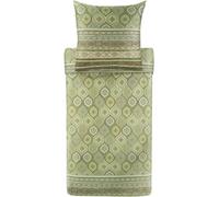 Bassetti Hanbury 9329907 Bed Linen + 1 Pillowcase 100% Cotton Satin in Moss Green V1, Dimensions: 135 x 200 cm + 1 K 80 x 80 cm