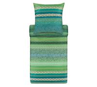 Bassetti MONREALE 9321831 Bed Linen + 1 Pillowcase 100% Cotton Sateen in Green V1 Dimensions: 135 x 200 cm + 1 Carat 80 x 80 cm