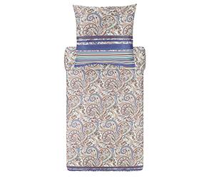 Bassetti NOTO 9321860 Bed Linen + 1 Pillowcase 100% Cotton Sateen in Grey G1 Dimensions: 155 x 220 cm + 1 Carat 80 x 80 cm