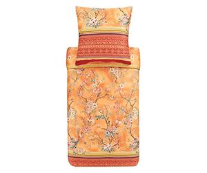 Bassetti Pallanza O1 9323954 Bed Linen Set Cotton Maco Satin in Orange 2-Piece with Zip Closure 200 x 200 cm / 80 x 80 cm