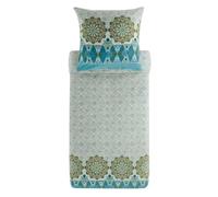 Bassetti Sigurta 9330155 Bed Linen + 1 Pillowcase Made from 100% Cotton Flannel in Green V1, Dimensions: 135 x 200 cm + 1 K 80 x 80 cm