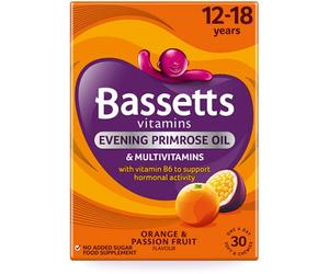 Bassetts 12-18 Years, + Evening Primrose Oil, Orange and Passion Fruit Flavour, One A Day Soft and Chewy Multivitamin - Pack of 5, Total 150 pastilles