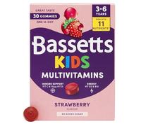 Bassetts Kids Multivitamins 3-6 Years Strawberry Flavour 30 Gummies | 11 Nutrients Including 100% NRV of Vitamin C & 200% NRV of Vitamin D to help support the immune system