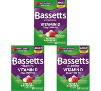 Bassetts Vitamins Adult Vitamin D Apple and Raspberry Flavour 30 Gummy Pastilles (Pack of 3)