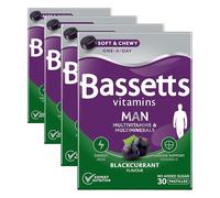 Bassetts Vitamins Man Multivitamins & Multiminerals Blackcurrant Flavour 30 Gummy Pastilles (Pack of 4)