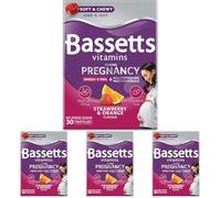 Bassetts Vitamins Pregnancy+ Omega-3 DHA Multivitamins & Multiminerals Strawberry & Orange Flavour 30 Gummy Pastilles (Pack of 4)