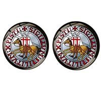 Bassin and Brown Mens Sigillum Militum Knights Templar Cufflinks - Grey Blue/Red/White