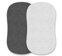 Bassinet Fitted Sheets Compatible with Halo, Fisher Price, Delta, Graco - Fits Perfectly on 15 x 33 Inch Oval, Rectangular Mattress Pad - Snuggly Soft Jersey Cotton - Heather Grey - 2 Pack