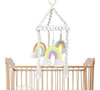 Bassinet Mobile Boho - Boho Hanging Mobile For Bassinet | Rainbow Mobile Nursery Pendant, Rustic Cunsinet Mobile, Mobile Neutral Tone Bosinet, Colorful Mobile For Neutral Gender