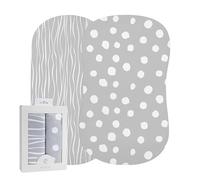 Bassinet Sheet Set 2 Pack 100% Jersey Cotton Grey and White Abstract Stripes and Dots by Ely's & Co.